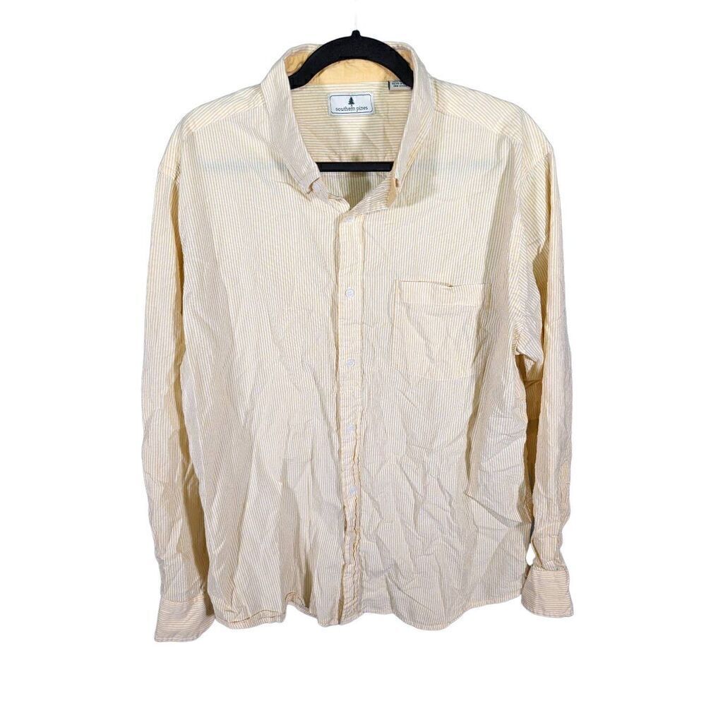 Southern Pines Button Down Shirt Men's XL Yellow Long Sleeve Cotton